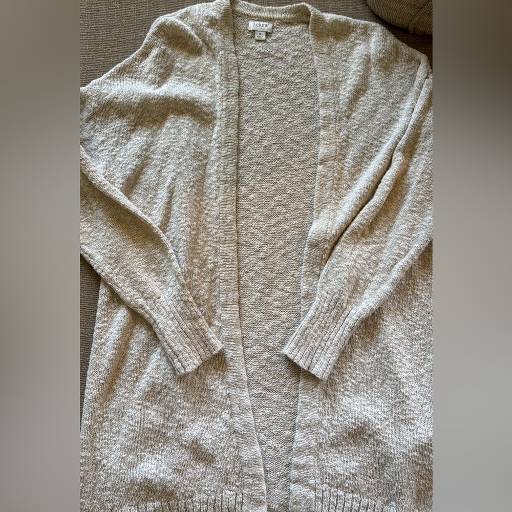 J Crew Cozy Cream Open Front Cardigan